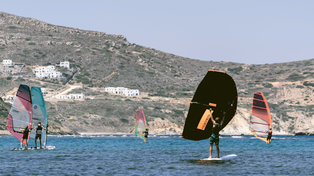 Wing Foiling at St. George Beach, Naxos, Greece
