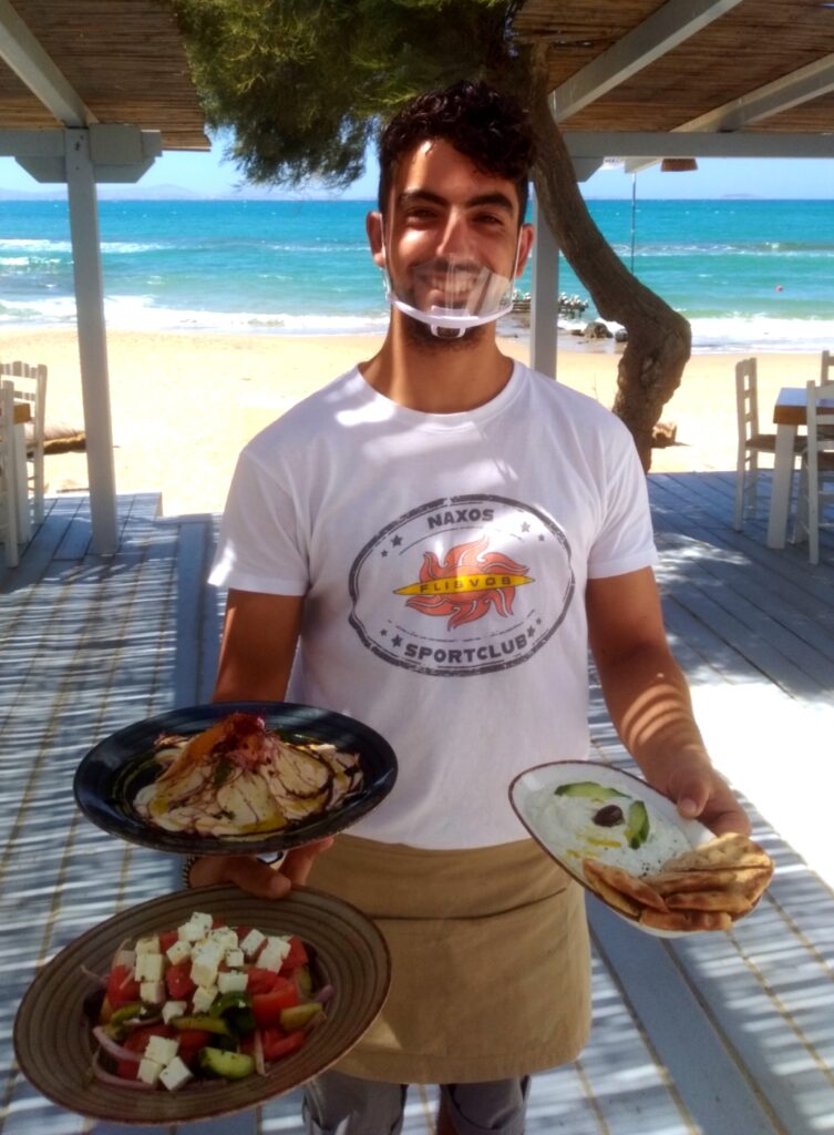 odi waiter beach cafe flisvos naxos restaurant
